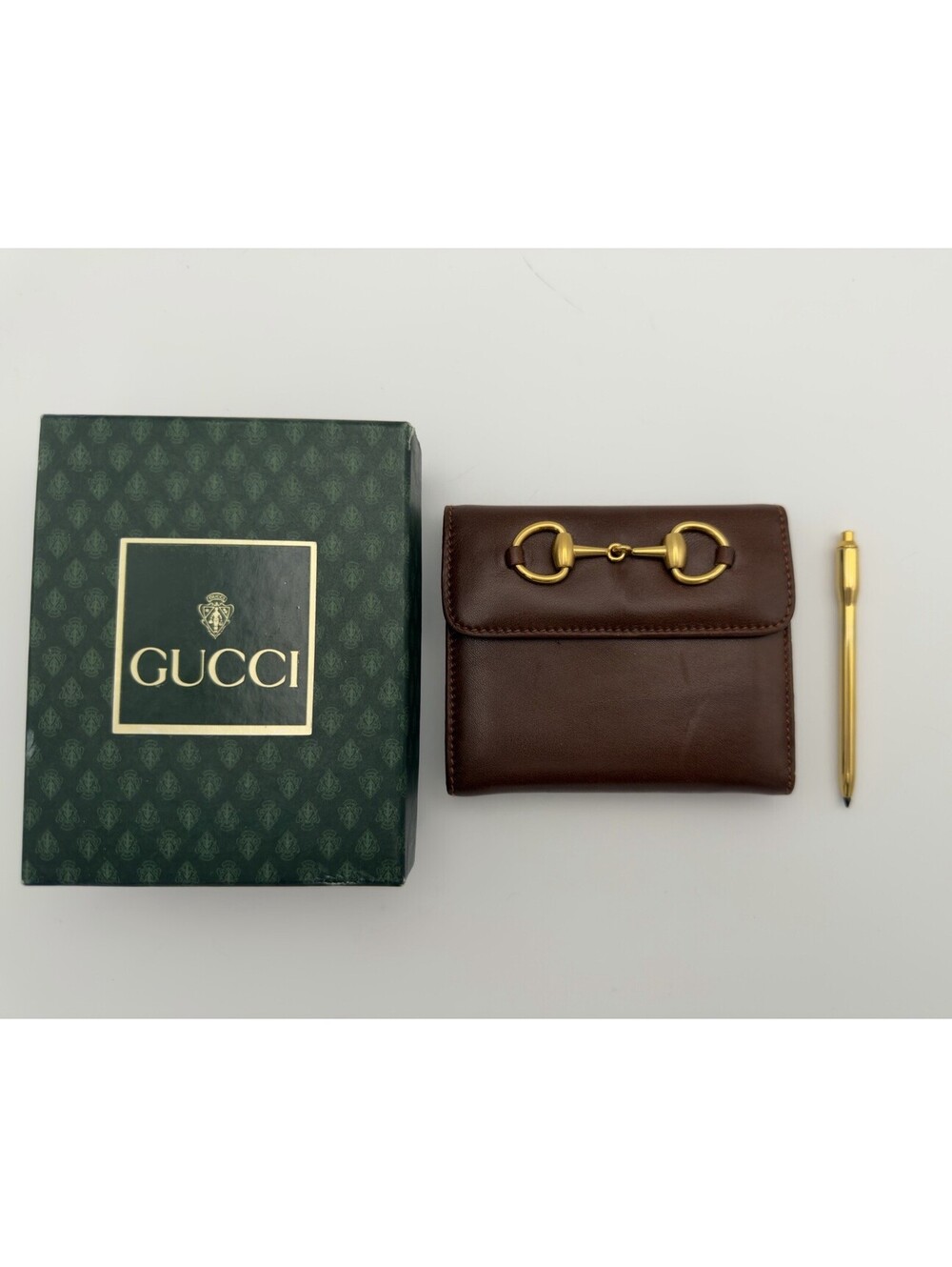 Authentic Rare Vintage 1998 Gucci Brown Leather Horsebit Agenda With Box & Pen